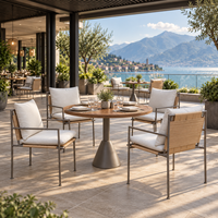 Chaise de salle à manger extérieure en rotin PE pour hôtel, restaurant, resort, mobilier de patio personnalisé OEM, résistant aux intempéries