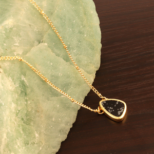 New Collection Yellow Gold Plated Beaded <b>Chain</b> Necklace Natural Snowflake Obsidian Fancy Shape Pendant for Weddings Engagements - Product Image 6