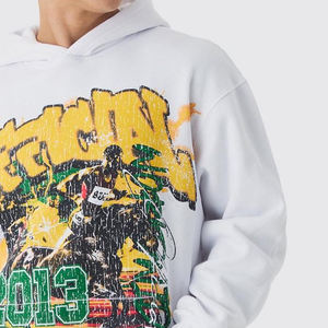 Sudadera con capucha con gráfico personalizado para hombre, ropa de calle de gran tamaño, corte inferior, impresión de pantalla, pintura holgada, algodón con capucha - Product Image 3