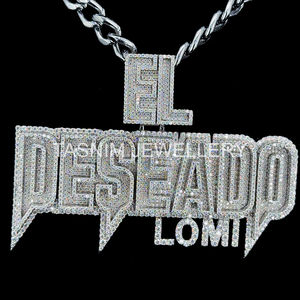 Pendentif Lettre DESEADO LOMI Hip Hop Chrétien de Qualité Supérieure, Fermoir Personnalisé, Plaqué Or 10K, Moissanite VVS Certifiée GIA, Unisexe - Product Image 1