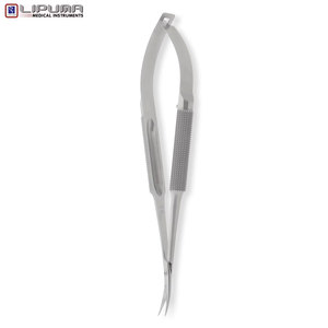 Tijeras quirúrgicas de acero inoxidable microcurvadas de 5,5 pulgadas (14cm), mango de instrumento MOL de seguridad, operación Manual, cuchillas afiladas finas - Product Image 4