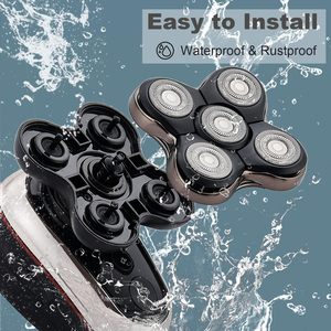 Paquete de 2 cabezales de afeitado de repuesto de cinco cuchillas, compatibles con afeitadoras eléctricas rotatorias, con alimentación USB, lavables, para afeitar la cara, el cuerpo y la barba - Product Image 2
