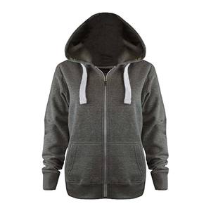 Ladies Plain Zip Up Plus Size Loose Fit Hooded Top Manches longues Poches avant Soft Comfortable Hoodie - Product Image 1