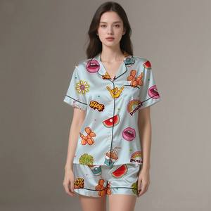 Classic <b>Silk</b> Satin Women's <b>Pajama</b> Set Long Sleeve Breathable Summer/Spring Home Sleepwear - Product Image 1