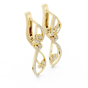 Fancy Round Moissanite Gold Plated Earrings with Two <b>Drop</b> Design IGI Certified for Wedding Anniversary & Party Gifts - Product Image 4