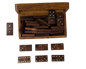 French Antique <b>Domino</b> <b>Game</b> <b>Set</b> by Mehak Impex Complete Engraved Wooden and Bone Resin <b>Dominoes</b> - Product Image 1