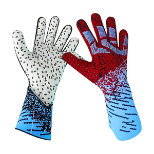 Gants de gardien de but de football rouge bleu et blanc avec poignée complète et longue conception de poignet pour le match d'entraînement - Product Image 1
