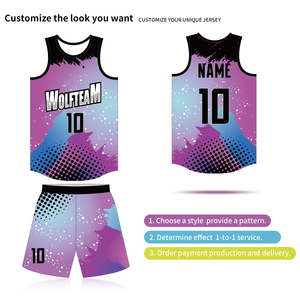 Uniforme de basket-ball d'été à séchage rapide et respirant pour adultes Maillot imprimé grande taille avec short Logo de l'équipe personnalisé - Product Image 6