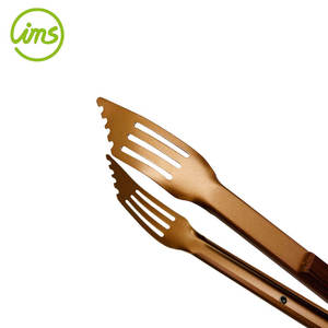 Customized Logo <b>BBQ</b> Locking Tongs with Wooden Handle Metal Tools - Product Image 4