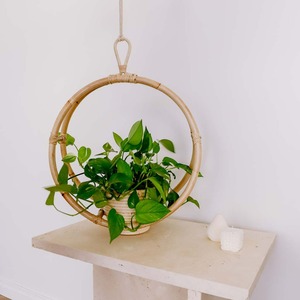 Boho Plant Pot Planter Rattan Flower <b>Basket</b> Holder Garden Home Indoor Decoration <b>Hanging</b> <b>Wicker</b> Planters Made in Vietnam - Product Image 3