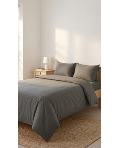 Parure de lit de luxe 4 pièces en polycoton, gris uni, comprenant une housse de couette, un drap-housse et des taies d'oreiller, pour la maison, l'hôtel et l'hôpital - Product Image 5
