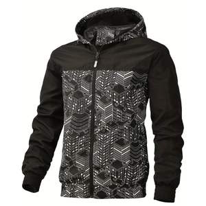 Veste décontractée abstraite sur mesure pour hommes pour l'hiver veste à capuche à fermeture éclair complète OEM de mode sportive veste élégante en polyester en gros - Product Image 1