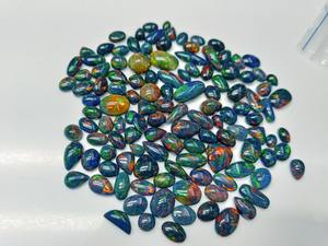 Ópalo Negro Natural Etíope, Cabujón con Base Gris, Gema de Fuego de Primera Calidad, Encerada/Aceitada para Joyería, Piedra Suelta - Product Image 3