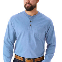 Chemise de sport à manches longues Henley pour homme, coupe classique, personnalisable avec logo, 100% coton tricoté