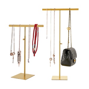 Porte-collier porte-bijoux, présentoir de sac à main, 2 pièces présentoir en métal support de tour hauteur réglable pour colliers - Product Image 1