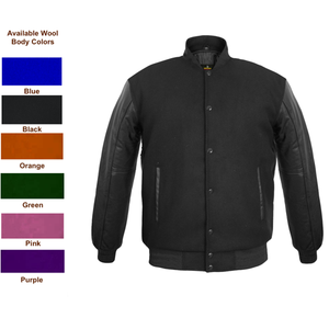 แจ็กเก็ตขนสัตว์และแขนหนังแท้สำหรับผู้ชาย, แจ็กเก็ต XS-5XL มหาวิทยาลัยเลตเทอร์แมนผสม - Product Image 3