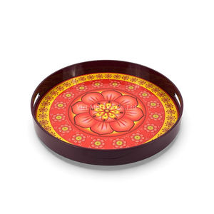 Plateau en laque floral fait à la main avec un motif floral pour le service et l'utilisation décorative de la table, conçu par des artisans du Vietnam - Product Image 1