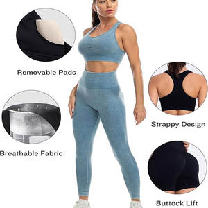 Ensembles de yoga fitness respirants respectueux de l'environnement personnalisés pour femmes-Équipement de contrôle du ventre sans couture solide avec short taille basse en gros - Product Image 2