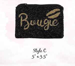 Sac à main Bouige Pink Black Gold Seed Beaded Coin Pouch Design idéal pour les mini accessoires lors des douches nuptiales ou des événements festifs - Product Image 5