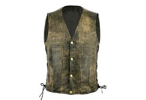 Veste sans manches pour motards, vêtements de course automobile, veste en cuir véritable vieilli, taille personnalisée pour motards de rue - Product Image 2