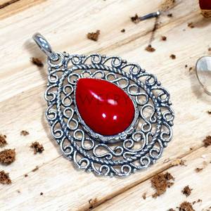 Colgantes de Coral Rojo de Plata de Ley 925, Joyería de Plata con Piedras Preciosas al por Mayor - Product Image 1