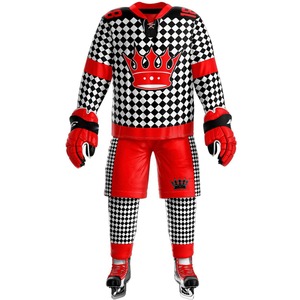 Ensemble de maillots de hockey sur glace unisexe personnalisés avec motif imprimé et sublimation 100% polyester évacuant l'humidité pour les uniformes d'entraînement - Product Image 1