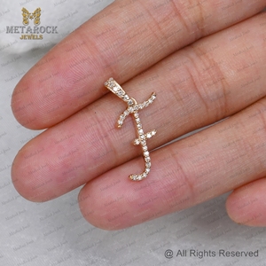 14K สีเหลืองทอง2019ออกแบบใหม่ Pave เพชรแท้เริ่มต้น F Charm Letter ชาติพันธุ์จี้ผู้ผลิต - Product Image 2