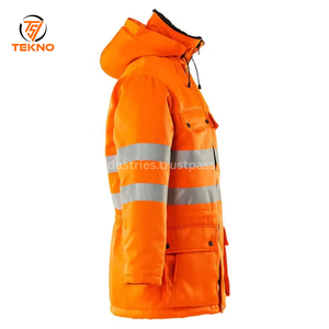 เสื้อโค้ทใส่ทำงานขนแกะอบอุ่นฤดูหนาวเสื้อมีฮู้ดทำงาน Hi VIS เสื้อโค้ทคนงานมองเห็นได้ชัดเจนความปลอดภัยสูงแจ็คเก็ตสะท้อนแสงบริการ OEM - Product Image 2