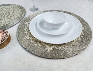 <b>Beaded</b> Crystal <b>Placemats</b> Luxury Eco-Friendly Handmade Wedding Customized Shaped Daily Mat - Product Image 4