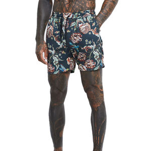 Short de bain 100% coton imprimé numérique avec Logo brodé et cordons de serrage, le plus à la mode et confortable pour hommes - Product Image 1