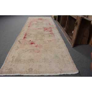 Alfombra Turca Vintage Roja y Beige de 3,8 Pies X 11,1 Pies Rectángulo de Área Grande Diseño de Retazos Material de Lana Respaldo de Látex 10mm Tabriz - Product Image 2