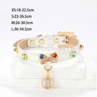 Collier pour animaux de compagnie en strass de luxe direct d'usine | Collier de perles en cuir PU pour chats et petits chiens | Accessoires pour animaux de compagnie OEM