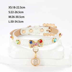 厂家直销奢华水钻宠物项圈 | 猫狗PU皮革珍珠项链 | 定制宠物配件来样定做 - Product Image 6
