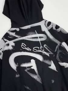 Sweat à capuche imprimé graphique coupe ample pour hommes élégant 100% coton respirant et décontracté avec poches à motif graffiti de haute qualité - Product Image 3