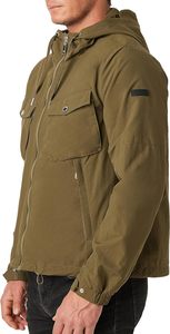 Chaqueta de lluvia de invierno ligera para hombre al por mayor negro gris con capucha Flash Forward cortavientos decoración de piel algodón impermeable - Product Image 3