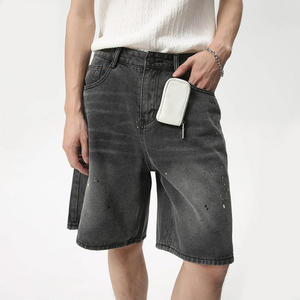 Shorts en jean mi-longs personnalisés pour hommes, en coton respirant, style streetwear d'été, avec logo brodé, marque privée, décontracté léger - Product Image 3