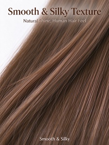 Peluca de Cabello Humano Largo y Liso Color Marrón Té, Línea de Cabello Natural, Sedoso, Suave y Brillante, para Uso Diario - Product Image 6