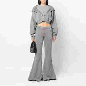 2025 personnalisé de haute qualité coton survêtement 2 pièces à capuche survêtement ensemble casual vêtements de sport surdimensionné femmes haut court sweats à capuche - Product Image 6