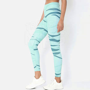 Precio de fábrica, mallas deportivas con estampado personalizado para mujer, cintura elástica, patrón sólido, mallas de cintura media para mujer, logotipo personalizado - Product Image 3