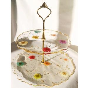 Soporte de 3 niveles para servir postres o pasteles, mariposas incrustadas en resina, diseño Superior, soportes para pasteles de calidad superior en MOQ bajo - Product Image 5