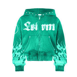OEM Streetwear sweat à capuche pour femme avec logo brodé lavé à l'acide sweat à capuche unisexe à manches longues sweats à capuche en coton - Product Image 2