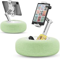 Coussin pour tablette, compatible avec téléphone/tablette de 4.7 à 13 pouces pour lit avec tissu en peluche doux et bol détachable, rose