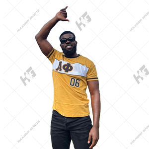 Venta al por mayor Alppha Phi Custom College Shirt 220 Gram Greek Jersey Uniforme Sólido Bordado Técnicas Alpha Phi Fraternidad Camiseta - Product Image 6
