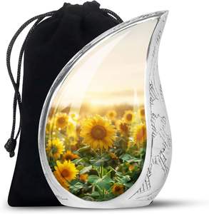 Campo de girasol Lágrima de metal Tamaño adulto Urna de cremación Estilo americano Urna funeraria decorativa Suministros al por mayor - Product Image 1