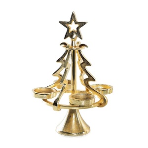 The QUALITY COLLECTION Round high quality Metal T-Light Candlestick Holder for Christmas Home Decor - Product Image 1