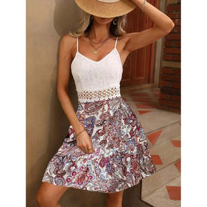 Women's <b>Strappy</b> V-Neck <b>Top</b>, Lace Skirt, Supreme Mini Dress, 36905 - Burgundy - Product Image 2