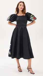 Robe longue brodée noire femme - Product Image 4