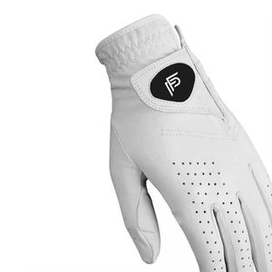 Guantes de golf unisex OEM Material de cuero genuino blanco y negro Cuero suave para tamaños de mano Hecho en Pakistán - Product Image 2