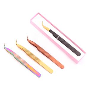 Fiber Tip Lash <b>Tweezer</b> 12cm Stainless Steel Eyelash Extension Tool Anti-Slip Grip Fine Curved Tip for Classic & Volume Lashing - Product Image 4