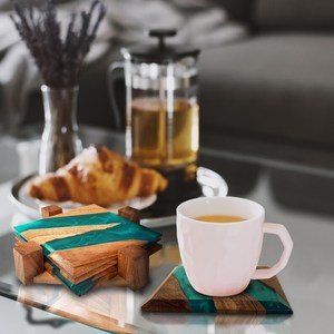 Premium Handmade Wooden and Resin <b>Coaster</b> Set, Elegant Joint Material Drink <b>Table</b> <b>Coasters</b>, Durable Stone <b>Coasters</b> - Product Image 3